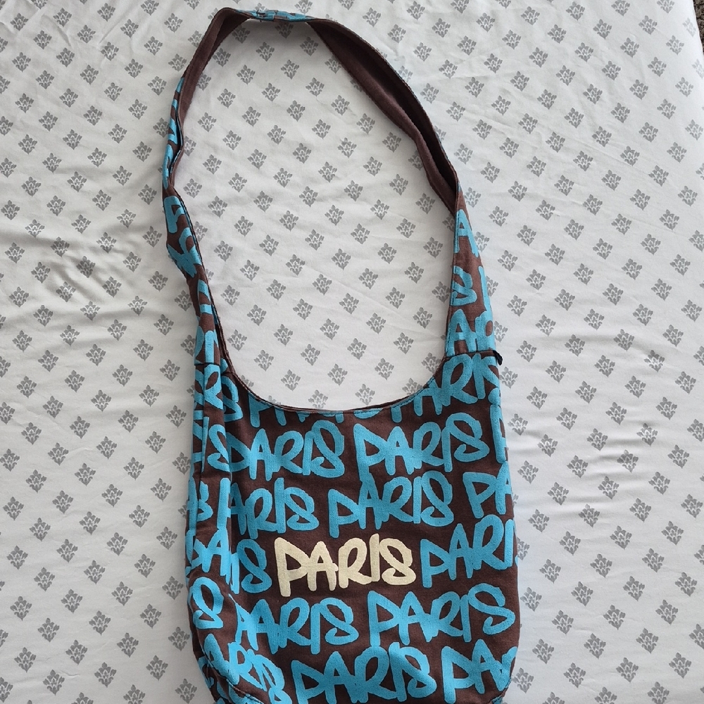Brown and Blue Paris Shoulder Bag